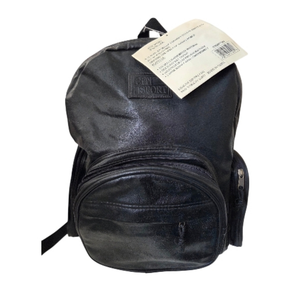 Citi Sport Black Vegan Leather Vintage Men's Moto Backpack NWT